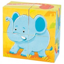 Puzzle de cubes, animaux sauvages