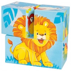 Puzzle de cubes, animaux sauvages