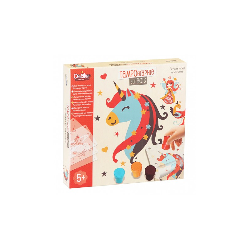 Tampographie sur bois Personnages Enchantés - Crealign