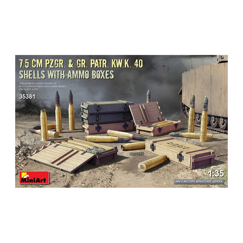 7.5cm Pzgr. & Gr. Patr. KW.K. 40 Shells With Ammo Boxes 1/35 - MiniArt