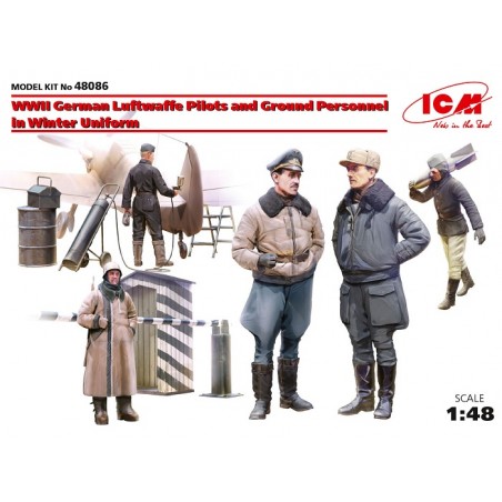 WWII German Luftwaffe Pilots and Ground Personnel in Winter Uniform 1/48 - ICM