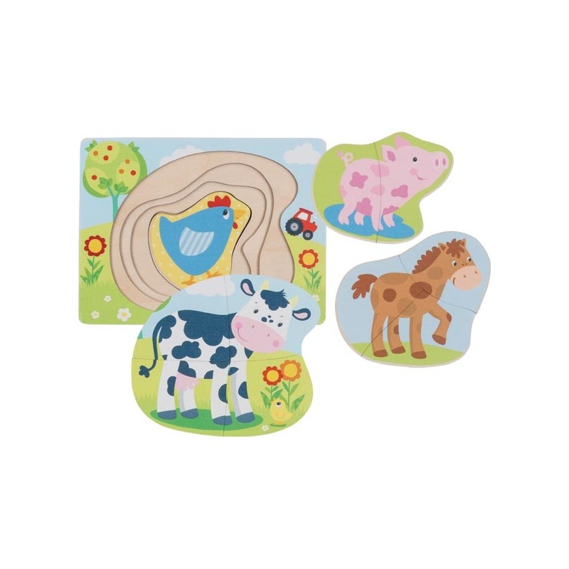 Puzzle 4 couches Animaux de la ferme - Goki