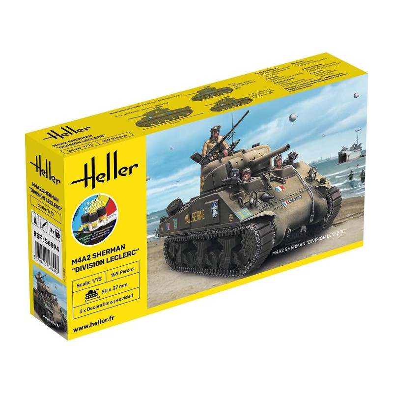 STARTER KIT M4A2 Sherman "Division Leclerc" 1/72 - Heller