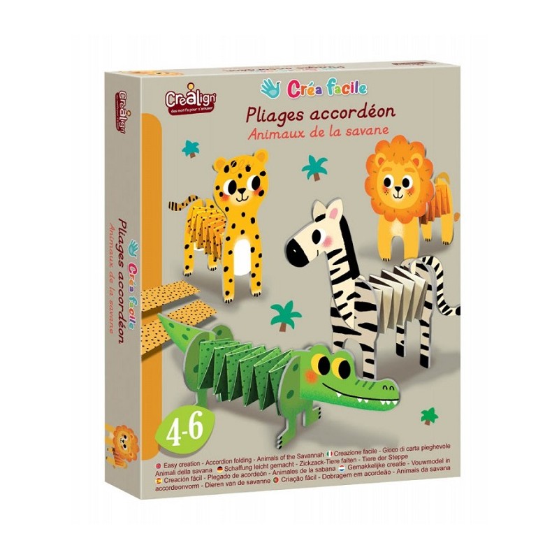 Créa facile, Pliages accordéons "Animaux de la savane" - Crealign
