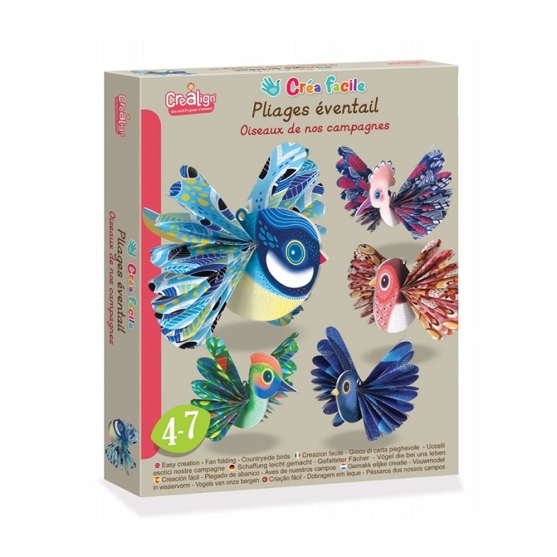 Créa facile, Pliages éventails "Oiseaux de nos campagnes" - Crealign