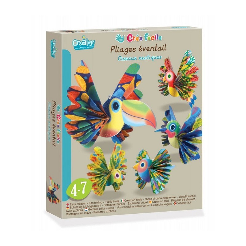 Créa facile, Pliages éventails "Oiseaux exotiques" - Crealign
