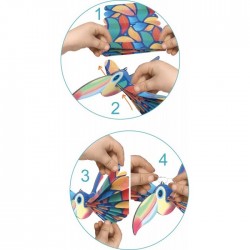 Créa facile, Pliages éventails "Oiseaux exotiques" - Crealign