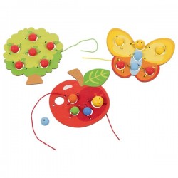 Set de laçage Verger, 3 Motifs (pomme, arbre, papillon) - Goki