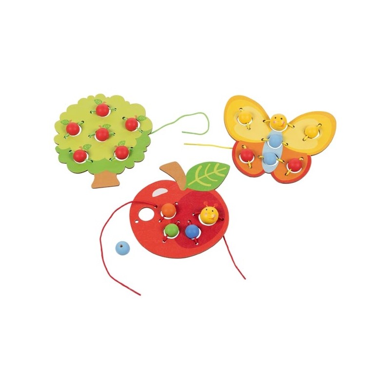 Set de laçage Verger, 3 Motifs (pomme, arbre, papillon) - Goki