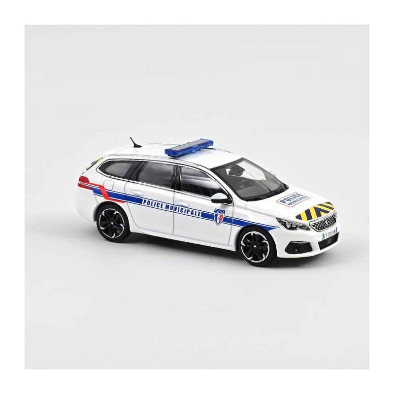 Peugeot 308 SW 2018 Police Municipale Signalisation Jaune Bleue 1/43 - Norev