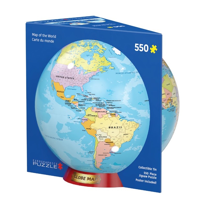 Puzzle 550p Boîte métal Globe Terrestre - Eurographics