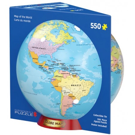 Puzzle 550p Boîte métal Globe Terrestre - Eurographics