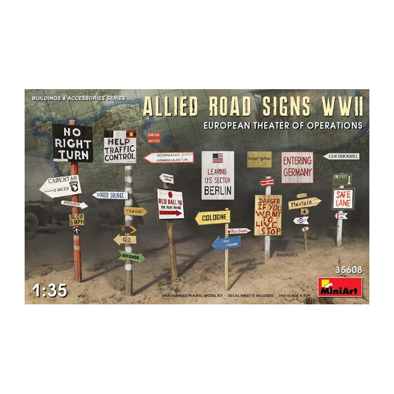 Allied Road Signs WWII - European Theatre of Operations 1/35 - Miniart