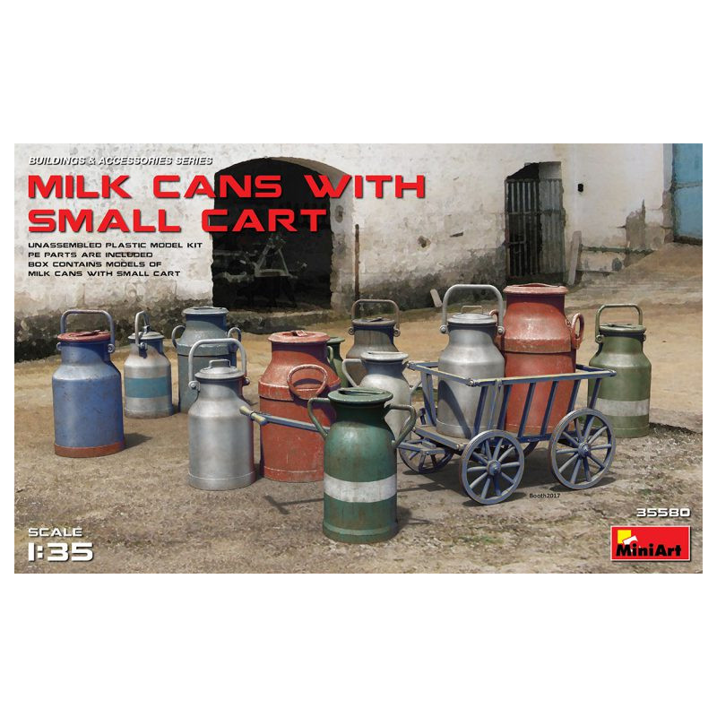 Milk Cans with Small Cart 1/35