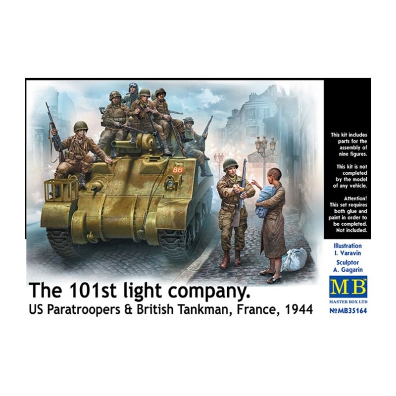 The 101st light company France US Paratroopers & British Tankman 1944 1/35 - MasterBox