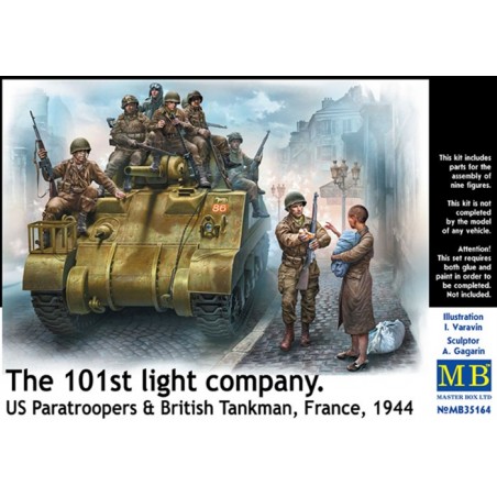 The 101st light company France US Paratroopers & British Tankman 1944 1/35 - MasterBox